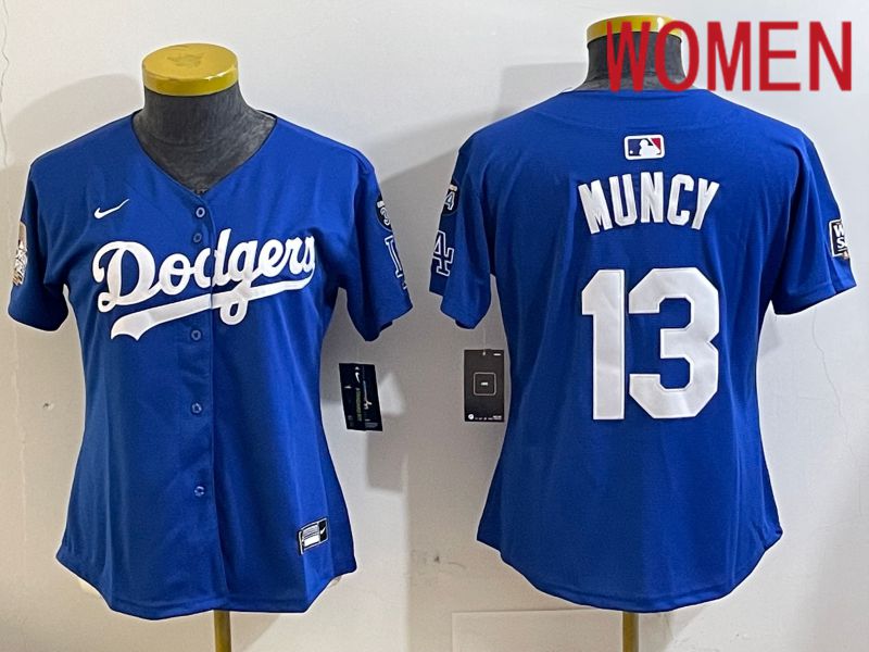 Women Los Angeles Dodgers 13 Muncy Blue Game 2024 Nike MLB Jersey style 112157